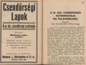 Csendörségi Lapok - Magyar Királyi Csendőrség