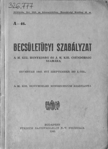 Becsületügy1940 1-79p.pdf - Magyar Királyi Csendőrség