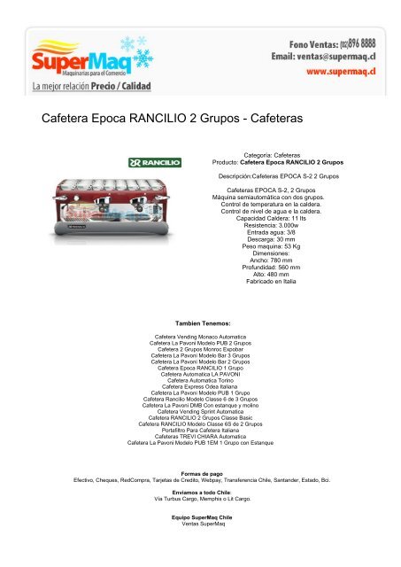 Cafetera Epoca RANCILIO 2 Grupos - Cafeteras - Maquinas Mimet