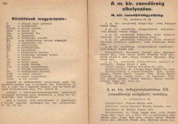 A m. kir.. csendőrség elhelyezése. - Magyar Királyi Csendőrség