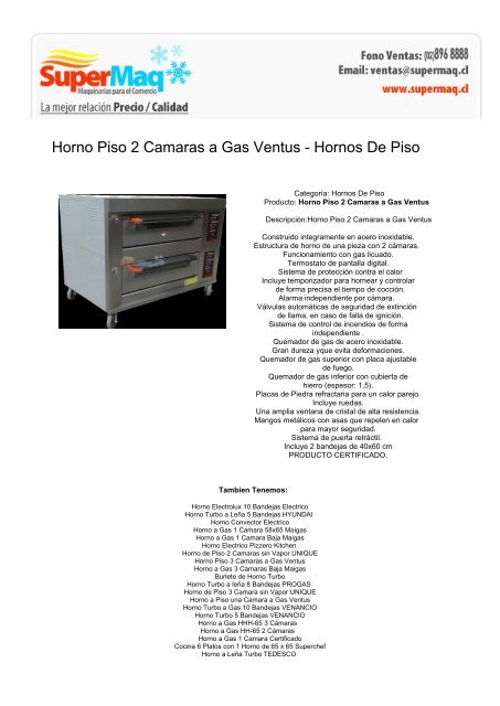 Horno de Piso a Gas 1 Cámara