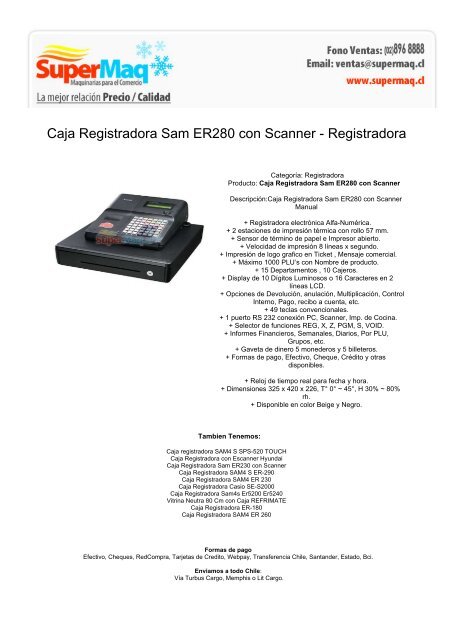 Caja Registradora Sam ER280 con Scanner ... - Maquinas Mimet
