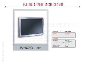 PLASMA DISPLAY SPECIFICATIONS - Plasma TV Buying Guide