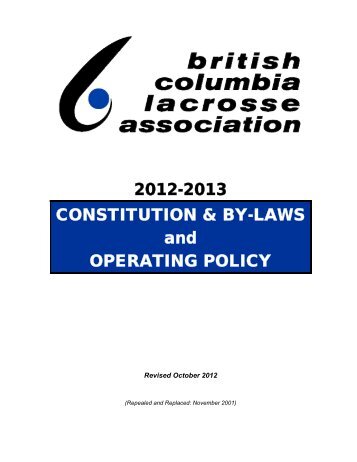 2012-2013 CONSTITUTION & BY-LAWS and OPERATING ... - BCLA