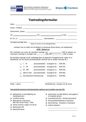 Download toetredingsformulier (pdf) - AHK debelux