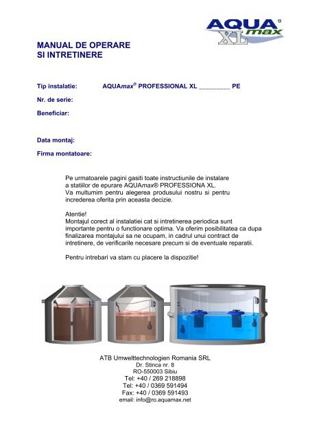 AQUAmax ® PROFESSIONAL XL - Manual de operare