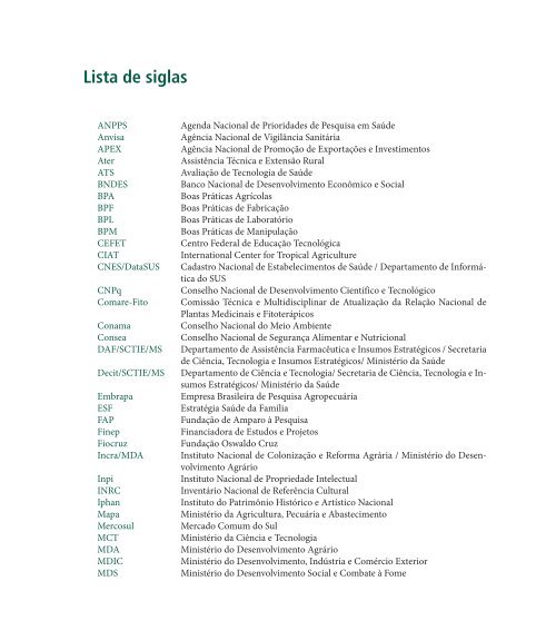 Programa nacional de plantas medicinais e fitoterápicos, 2009.