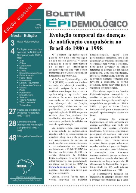 Boletim Epidemiológico - Edição Especial - BVS Ministério da Saúde