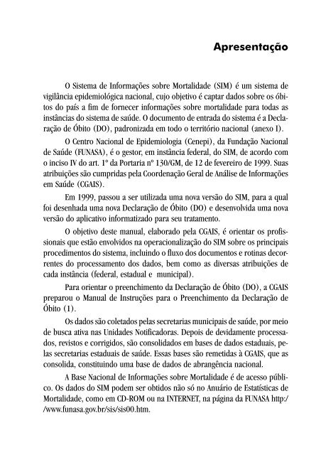 Manual de Procedimentos do Sistema de Informações Sobre ...