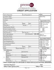 CREDIT APPLICATION - Premio, Inc.