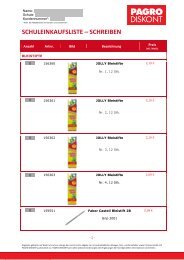 SCHULEINKAUFSLISTE – SCHREIBEN - Pagro