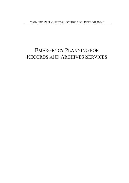 disaster planning and control - International Records Management ...