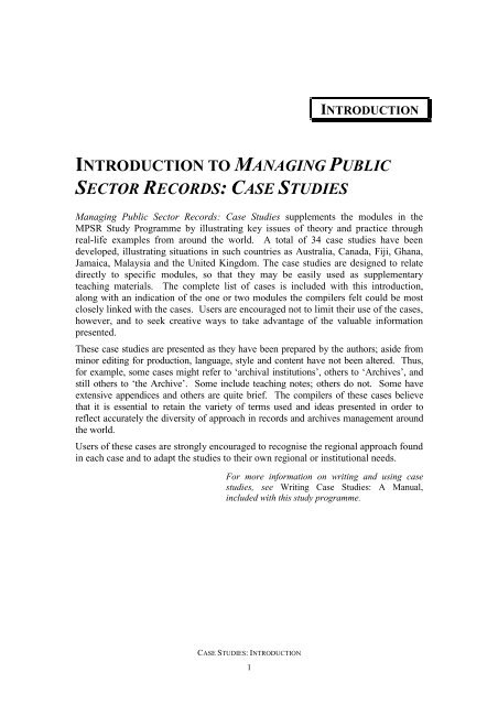 managing public sector records: a study programme - International ...
