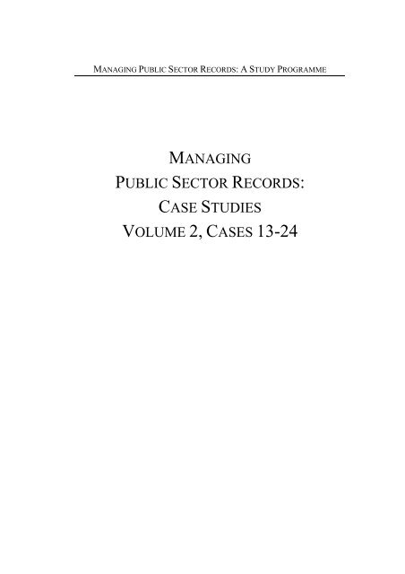 managing public sector records: a study programme - International ...