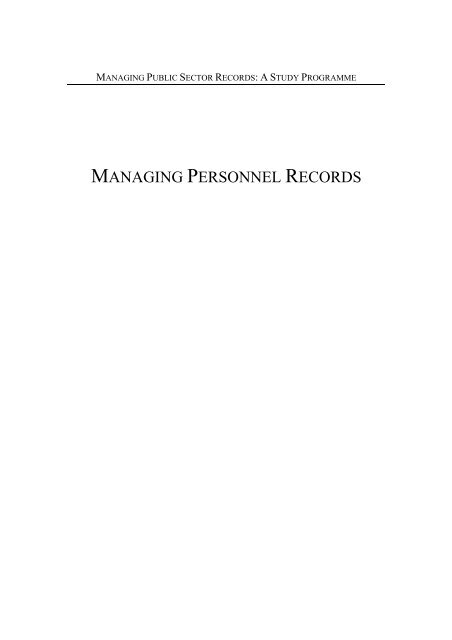 Managing Personnel Records - International Records Management ...