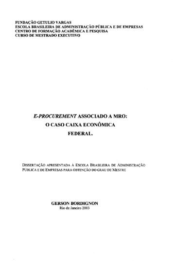 e-procurement associado a mro: o caso caixa econômica federal.