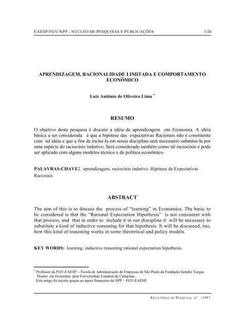 RESUMO ABSTRACT - Sistema de Bibliotecas da FGV - Fundação ...