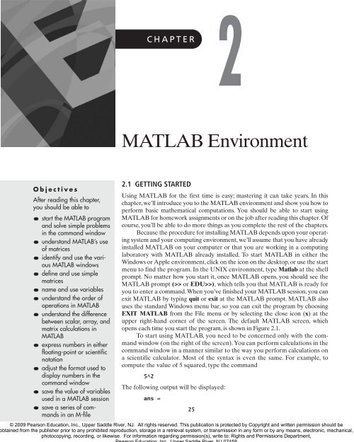 MATLAB Environment - NMSU: Department of Chemical Engineering
