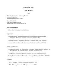 Curriculum Vitae - The Department of Philosophy - Washington ...