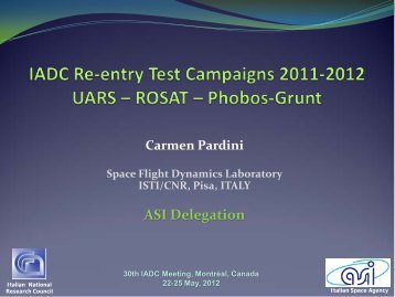 IADC Re-entry Test Campaigns 2011-2012: UARS, ROSAT ... - Cnr