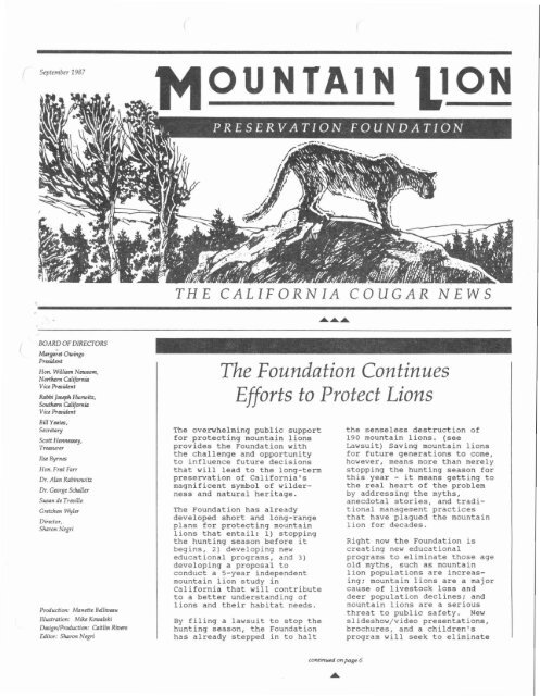 1987 Fall - Mountain Lion Foundation