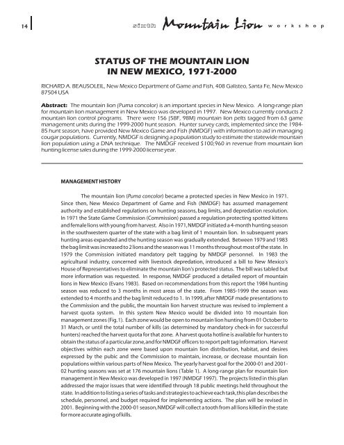 PWD BK W7000-893 Proceedings.CDR - Mountain Lion Foundation