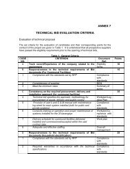 ANNEX 7 TECHNICAL BID EVALUATION CRITERIA