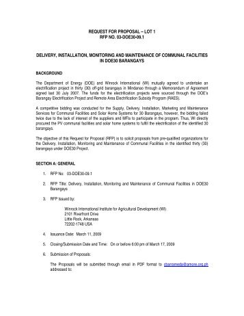 request for proposal – lot 1 rfp no. 03-doe30-09.1 delivery ...