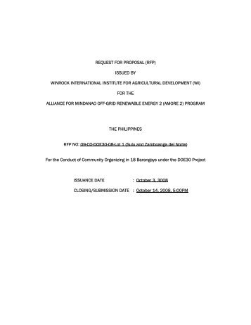 request for proposal (rfp) - Alliance for Mindanao Off-grid ...