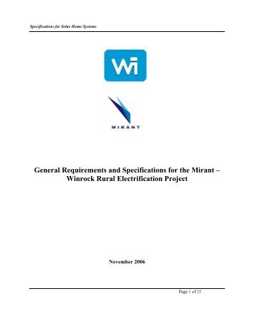 General Requirements and Specifications for the Mirant – Winrock ...