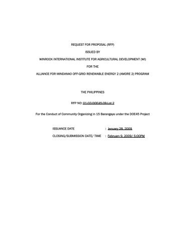 request for proposal (rfp) - Alliance for Mindanao Off-grid ...