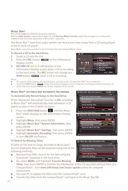 Quick Reference Guide - Infiniti Owner Portal