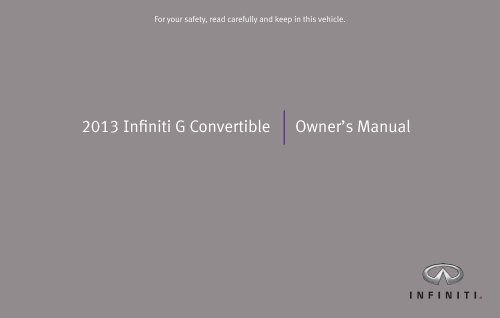 2013 Infiniti G Convertible Owner S Manual Infiniti Owner