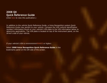 2008 QX Quick Reference Guide - Infiniti Owner Portal