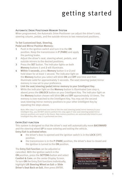 2008 QX Quick Reference Guide - Infiniti Owner Portal