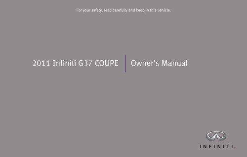 2011 Infiniti G37 Coupe Owner S Manual Infiniti Owner Portal