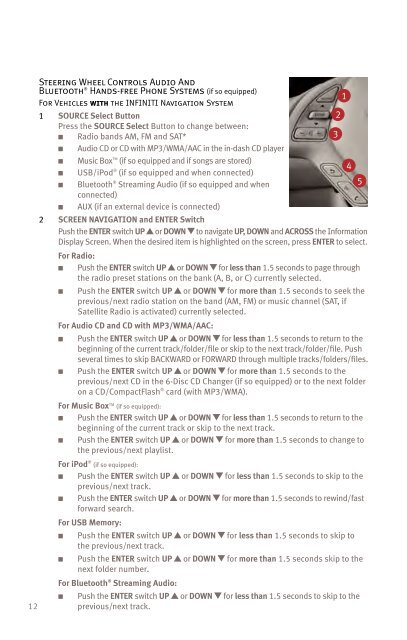 2010 Infiniti EX35 Quick Reference Guide - Infiniti Owner Portal