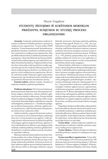 Studentų išstojimo iš aukštosios mokyklos priežastys, susijusios su