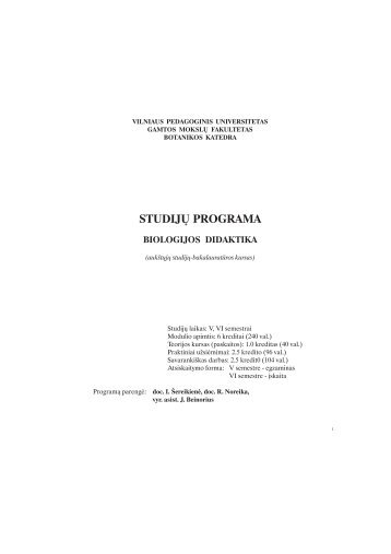 studijų programa - VPU biblioteka - Vilniaus pedagoginis universitetas