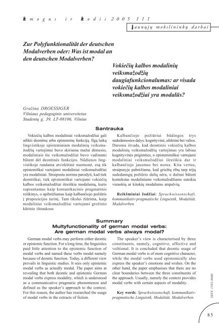 Zur Polyfunktionalität der deutschen Modalverben oder: Was ist ...
