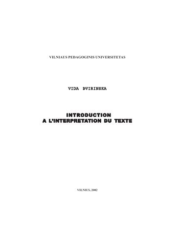 interpretation du texte - VPU biblioteka - Vilniaus pedagoginis ...