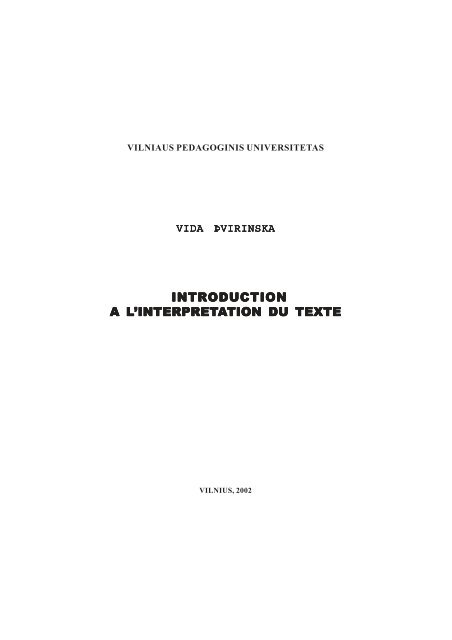 interpretation du texte - VPU biblioteka - Vilniaus pedagoginis ...