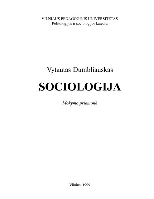SOCIOLOGIJA - VPU biblioteka - Vilniaus pedagoginis universitetas