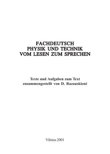 fachdeutsch physik und technik vom lesen zum sprechen