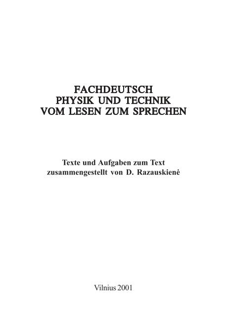 fachdeutsch physik und technik vom lesen zum sprechen