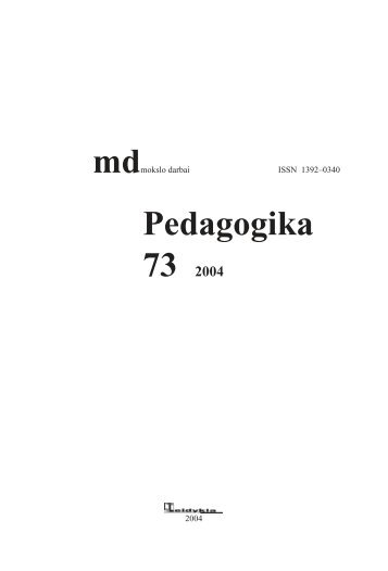 Pedagogika 73 2004 - VPU biblioteka - Vilniaus pedagoginis ...