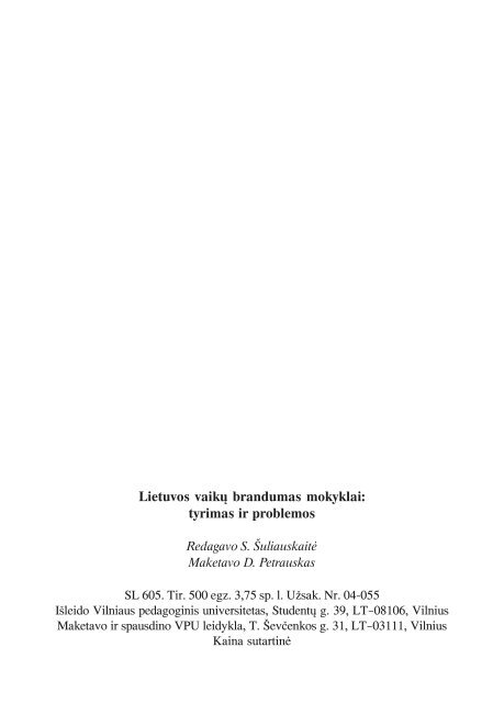 lietuvos vaikų brandumas mokyklai: tyrimas ir problemos