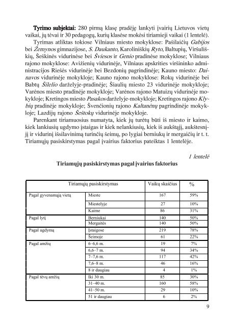 lietuvos vaikų brandumas mokyklai: tyrimas ir problemos