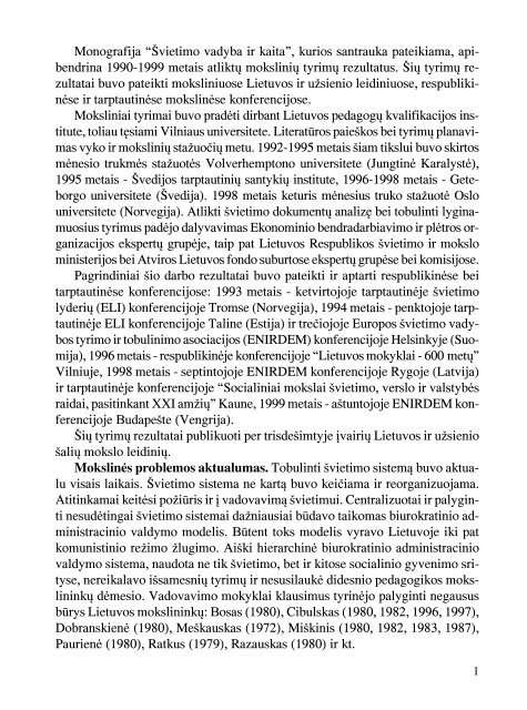 Monografija “Švietimo vadyba ir kaita” - VPU biblioteka - Vilniaus ...