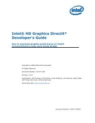 Intel HD Graphics DirectX Developer's Guide (Sandy Bridge)